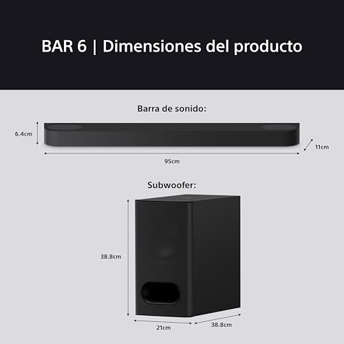 Sony Bravia Theatre Bar 6 con Subwoofer, 3.1.2ch Sonido Envolvente, Altavoces de Haz Ascendente, Dolby Atmos, DTS:X, Voice Zoom 3 con IA, DSEE, Fácil configuración
