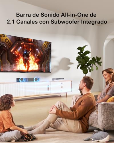 ULTIMEA Barra de Sonido TV de 2.1 Canales, Subwoofer Incorporado, Control de App, Barra de Sonido PC Todo en Uno, Barra Sonido TV Bluetooth 5.3, Opt/AUX//Montaje en Pared, Solo B30