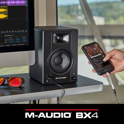 Monitores de Estudio M-AUDIO BX4 Par 4.5" 120W – Altavoces Autoamplificados para PC, Juegos y Producción Musical