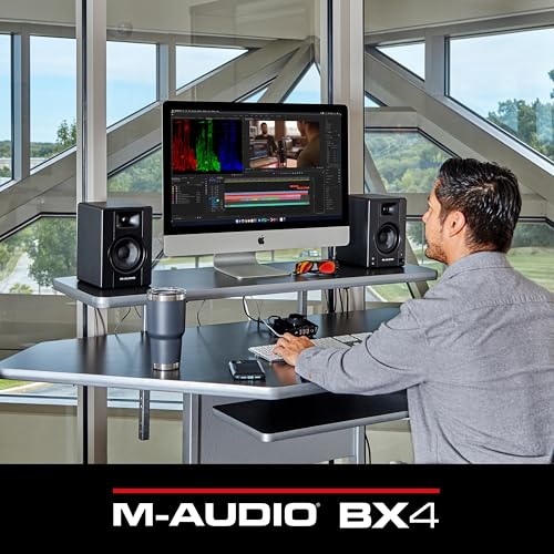 Monitores de Estudio M-AUDIO BX4 Par 4.5" 120W – Altavoces Autoamplificados para PC, Juegos y Producción Musical