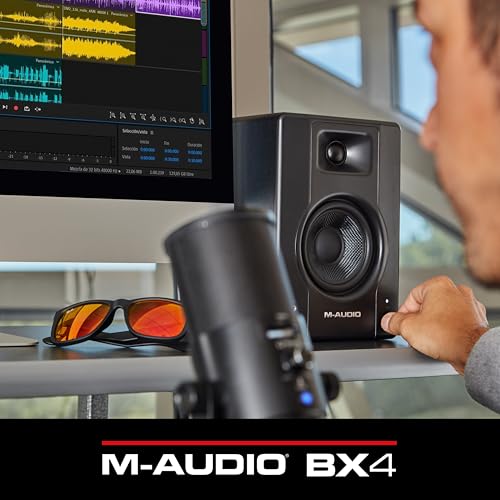 Monitores de Estudio M-AUDIO BX4 Par 4.5" 120W – Altavoces Autoamplificados para PC, Juegos y Producción Musical