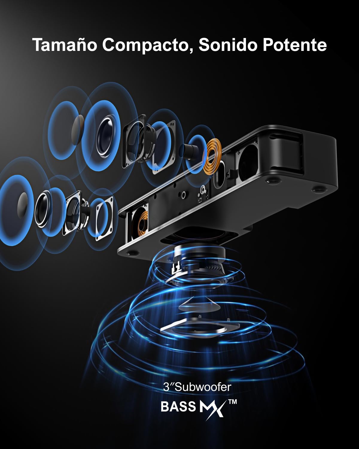 ULTIMEA Barra de Sonido TV de 2.1 Canales, Subwoofer Incorporado, Control de App, Barra de Sonido PC Todo en Uno, Barra Sonido TV Bluetooth 5.3, Opt/AUX//Montaje en Pared, Solo B30