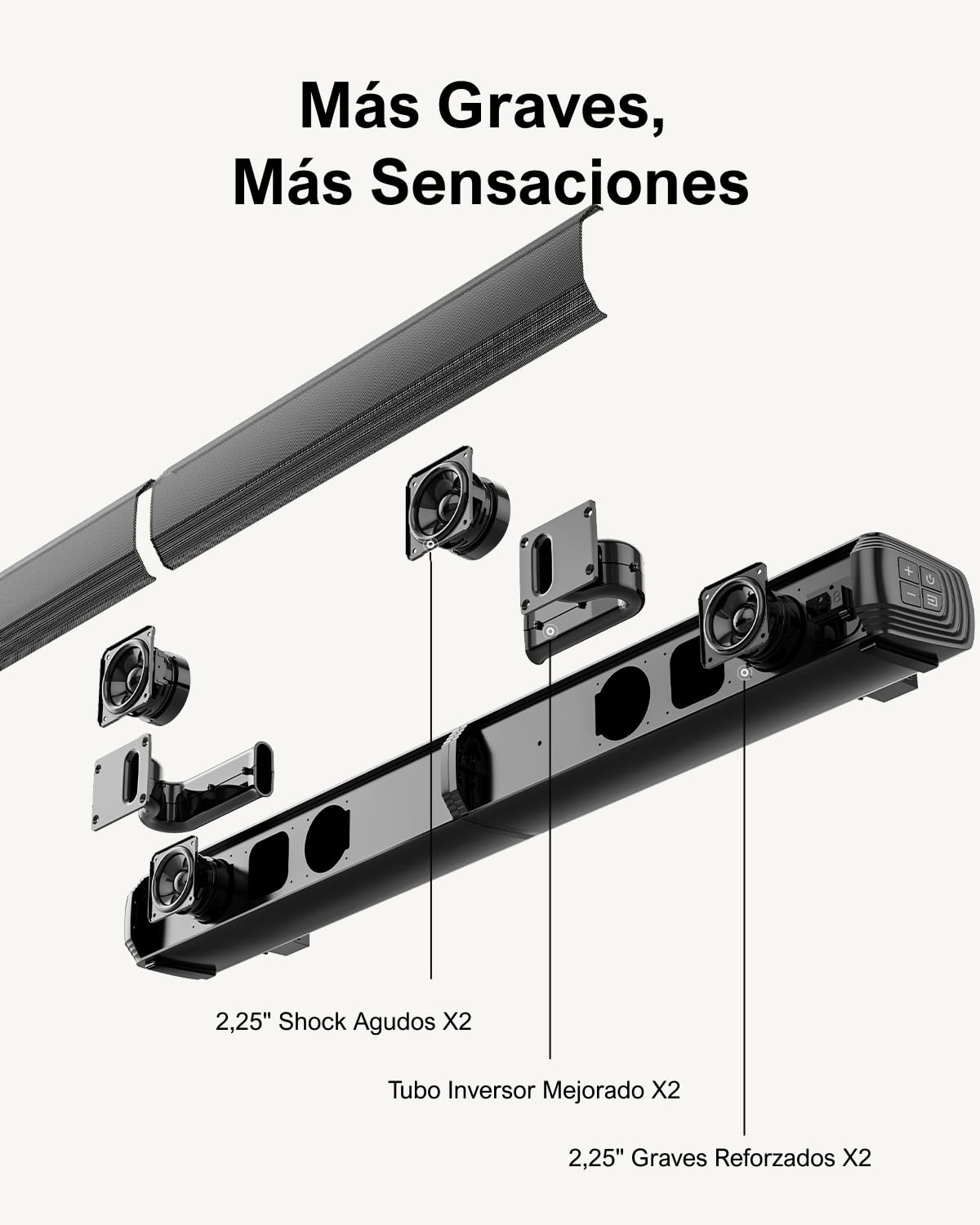 ULTIMEA 2.2ch Barras de Sonido para TV, 2 en 1 Barra de Sonido Desmontable para TV, Bluetooth 5.3 Soundbar, 3 Modos de Ecualización y Graves Ajustables Altavoces de TV, ARC/óptico/Aux, Apollo S40 Pro
