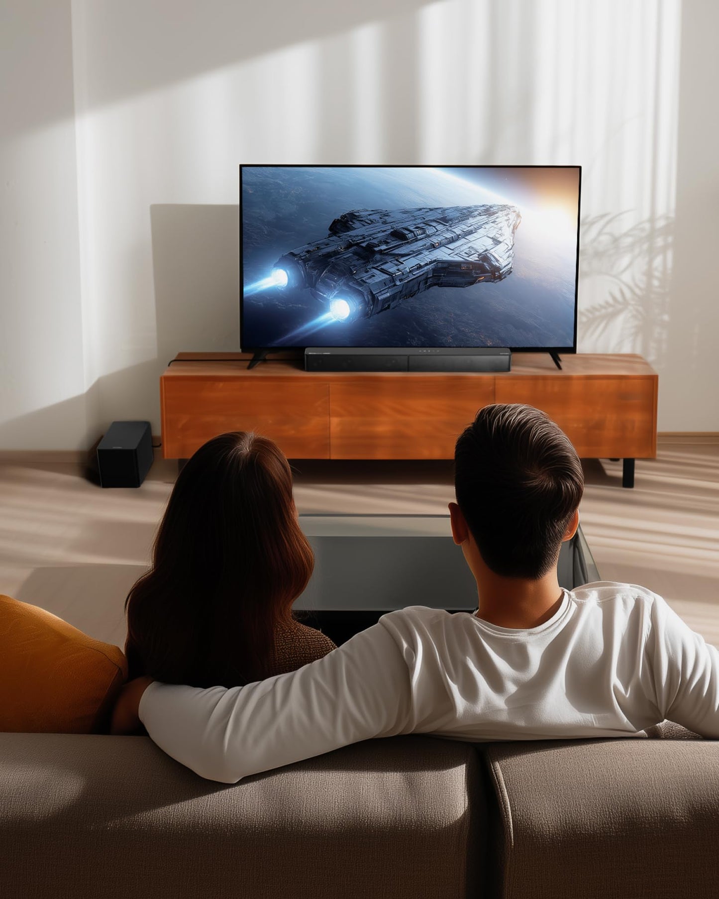ULTIMEA 5.1ch Barra de Sonido TV con Dolby Atmos, Sistema de Sonido Envolvente para Home Cinema, Barra de Sonido con Subwoofer para TV, 340W, Bajos Ajustables, App, Bluetooth 5.4, Poseidon M60 Boom
