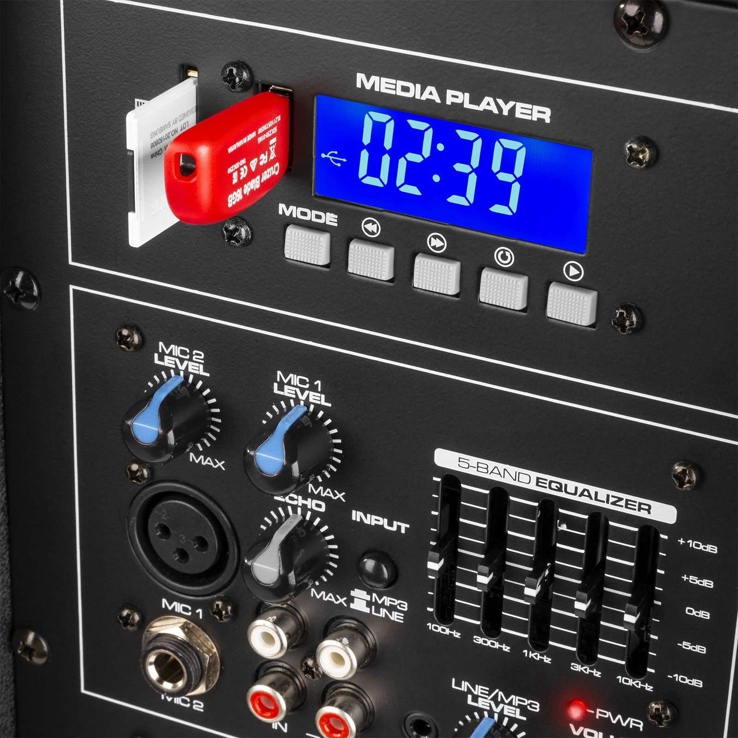 Vonyx VPS122A Altavoces autoamplificados Pack de 2 Altavoces Activo/Pasivo Bluetooth portátiles de 800W, 12 Pulgadas, micrófono con Cable, Control Remoto, Trípodes, Reproductor MP3 con USB y SD, Leds