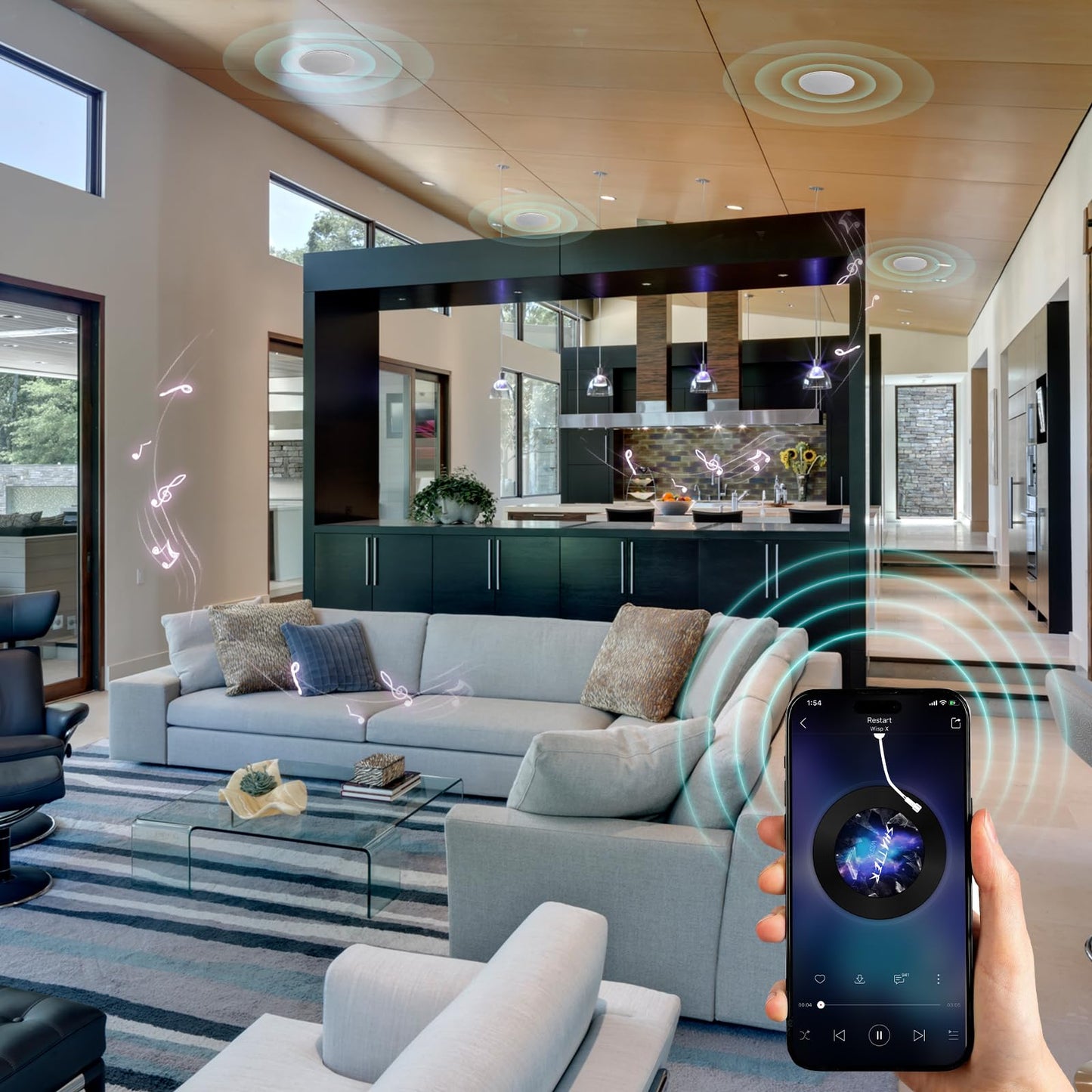 STUDIOFINIX Paquete de altavoces de techo Bluetooth de 2 vías de 4 pulgadas y 320 vatios para sistema de cine en casa, sala de estar, oficina, montaje empotrado (4 altavoces)
