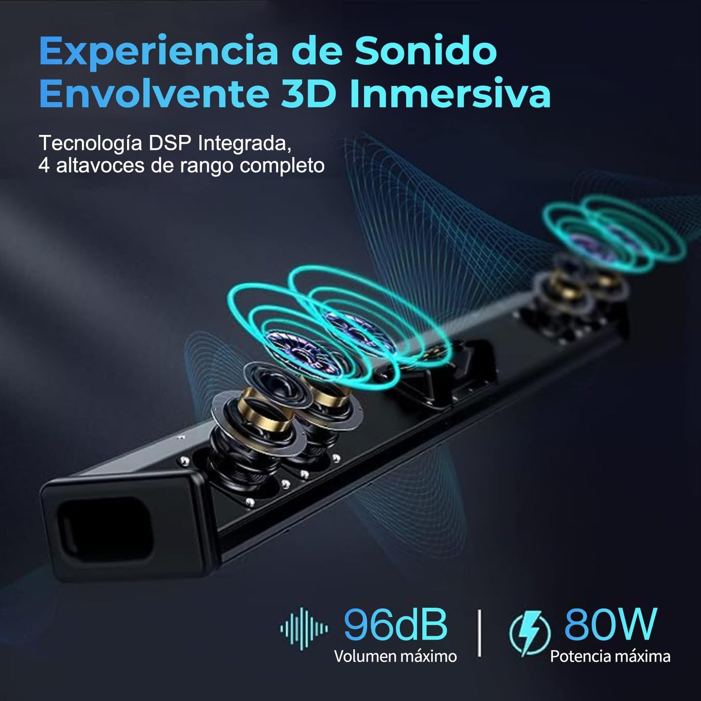 OXS S3 Barra de Sonido para TV, Audio de Cine en Casa con Bluetooth 5.0, Graves Dinámicos, Sonido Envolvente 3D, Mejora del Diálogo, Compatible con AUX/Óptico/Coaxial, Múltiples Modos de Sonido