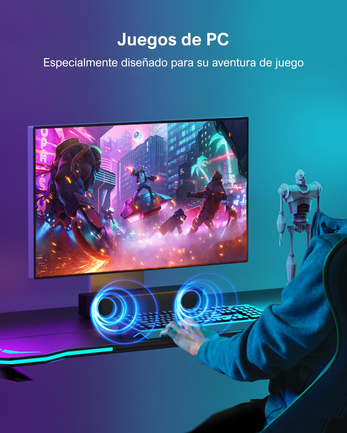 ULTIMEA Barra de Sonido TV de 2.1 Canales, Subwoofer Incorporado, Control de App, Barra de Sonido PC Todo en Uno, Barra Sonido TV Bluetooth 5.3, Opt/AUX//Montaje en Pared, Solo B30