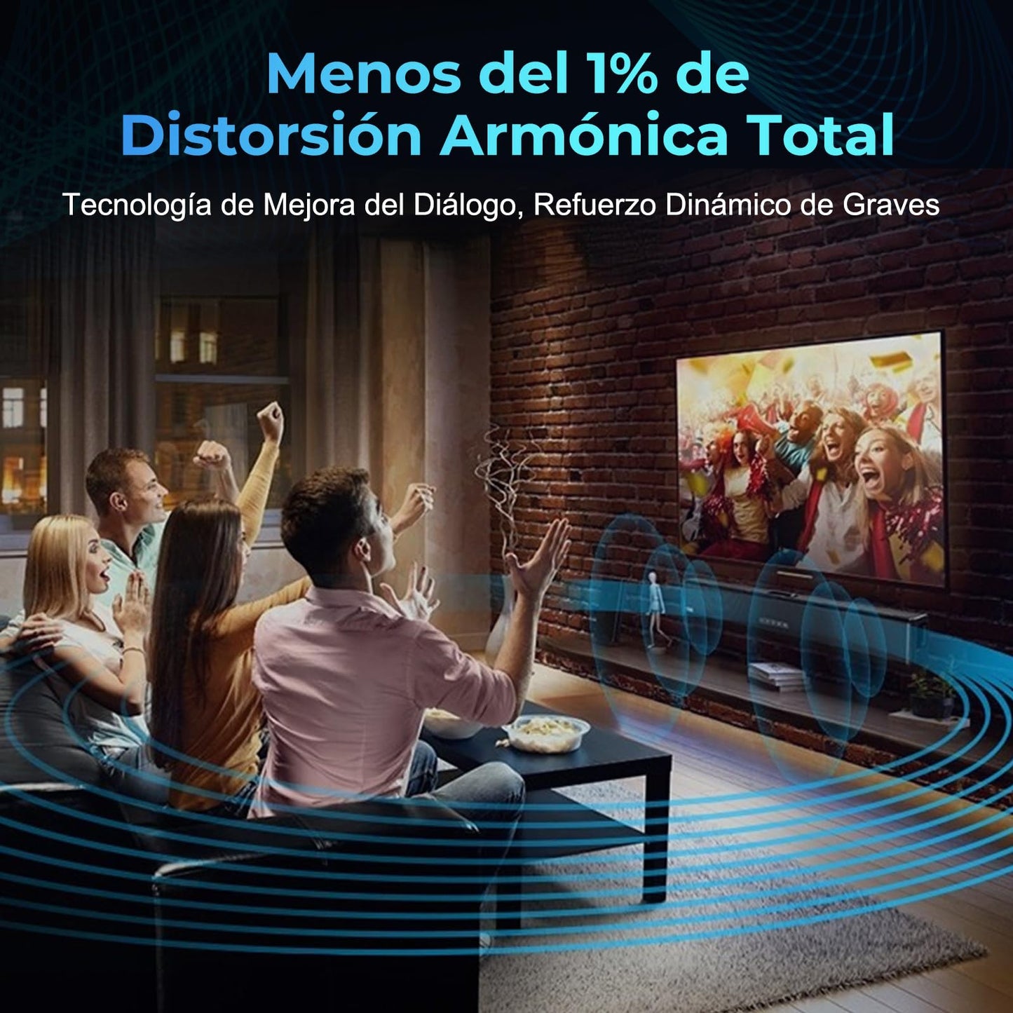 OXS S3 Barra de Sonido para TV, Audio de Cine en Casa con Bluetooth 5.0, Graves Dinámicos, Sonido Envolvente 3D, Mejora del Diálogo, Compatible con AUX/Óptico/Coaxial, Múltiples Modos de Sonido