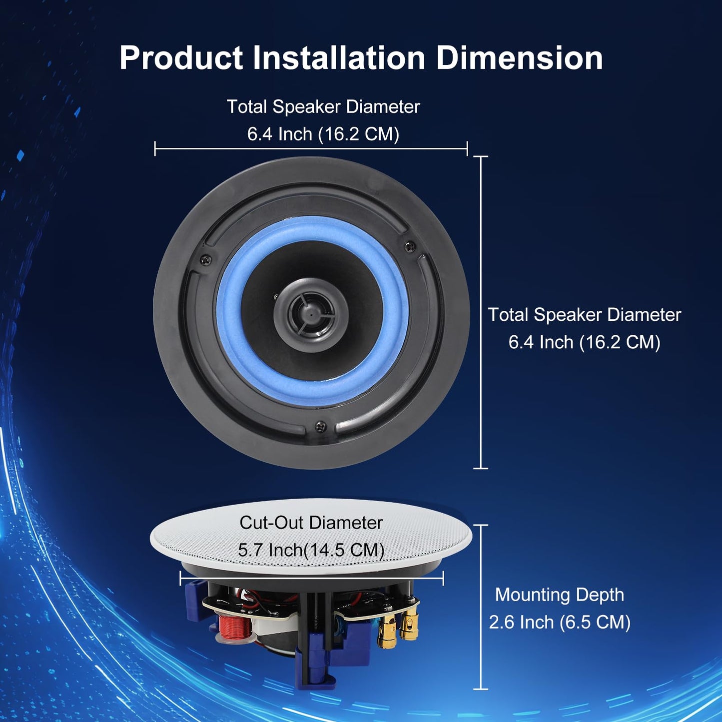 STUDIOFINIX Paquete de altavoces de techo Bluetooth de 2 vías de 4 pulgadas y 320 vatios para sistema de cine en casa, sala de estar, oficina, montaje empotrado (4 altavoces)