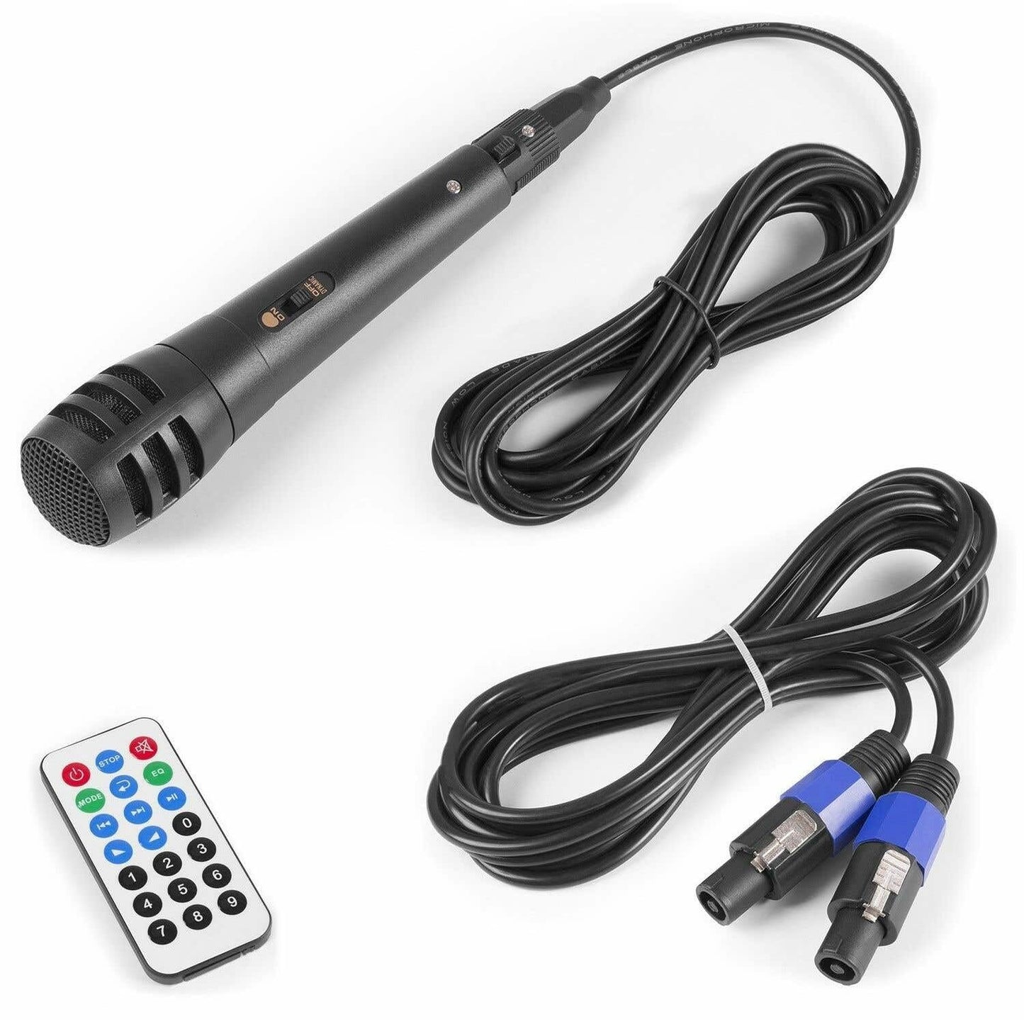 Vonyx VPS122A Altavoces autoamplificados Pack de 2 Altavoces Activo/Pasivo Bluetooth portátiles de 800W, 12 Pulgadas, micrófono con Cable, Control Remoto, Trípodes, Reproductor MP3 con USB y SD, Leds