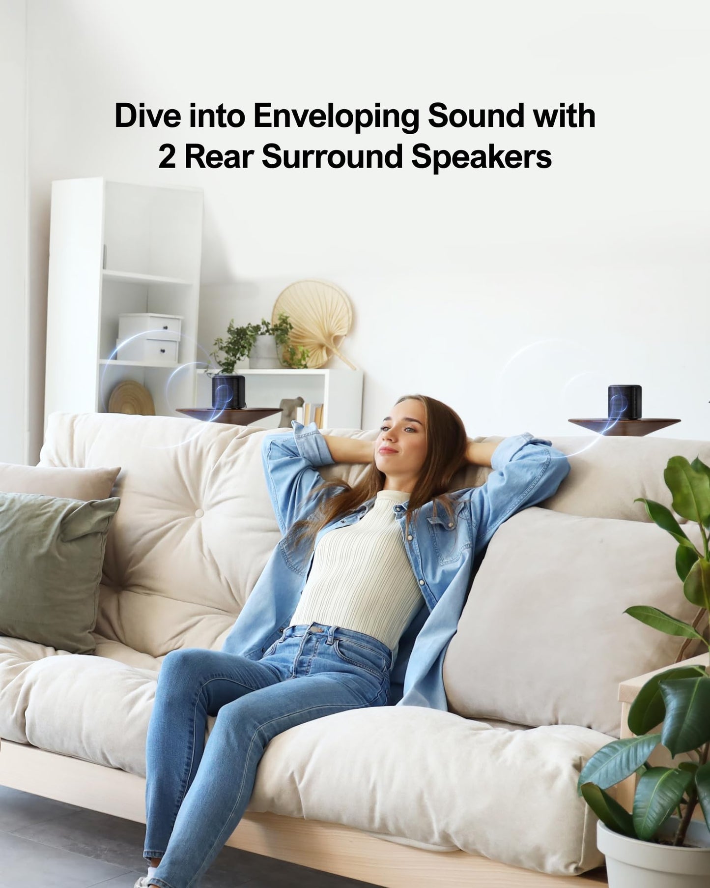 ULTIMEA Barra de Sonido 5.1 con Dolby Atmos, Sistema de Sonido Surround, Sistema de Sonido de Cine en Casa, Barra de Sonido TV con Subwoofer, 2 Altavoces Surround, HDMI eARC/ÓPT/AUX, Aura A50 Pro
