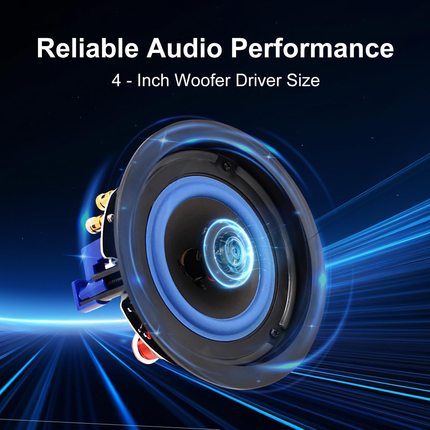 STUDIOFINIX Paquete de altavoces de techo Bluetooth de 2 vías de 4 pulgadas y 320 vatios para sistema de cine en casa, sala de estar, oficina, montaje empotrado (4 altavoces)