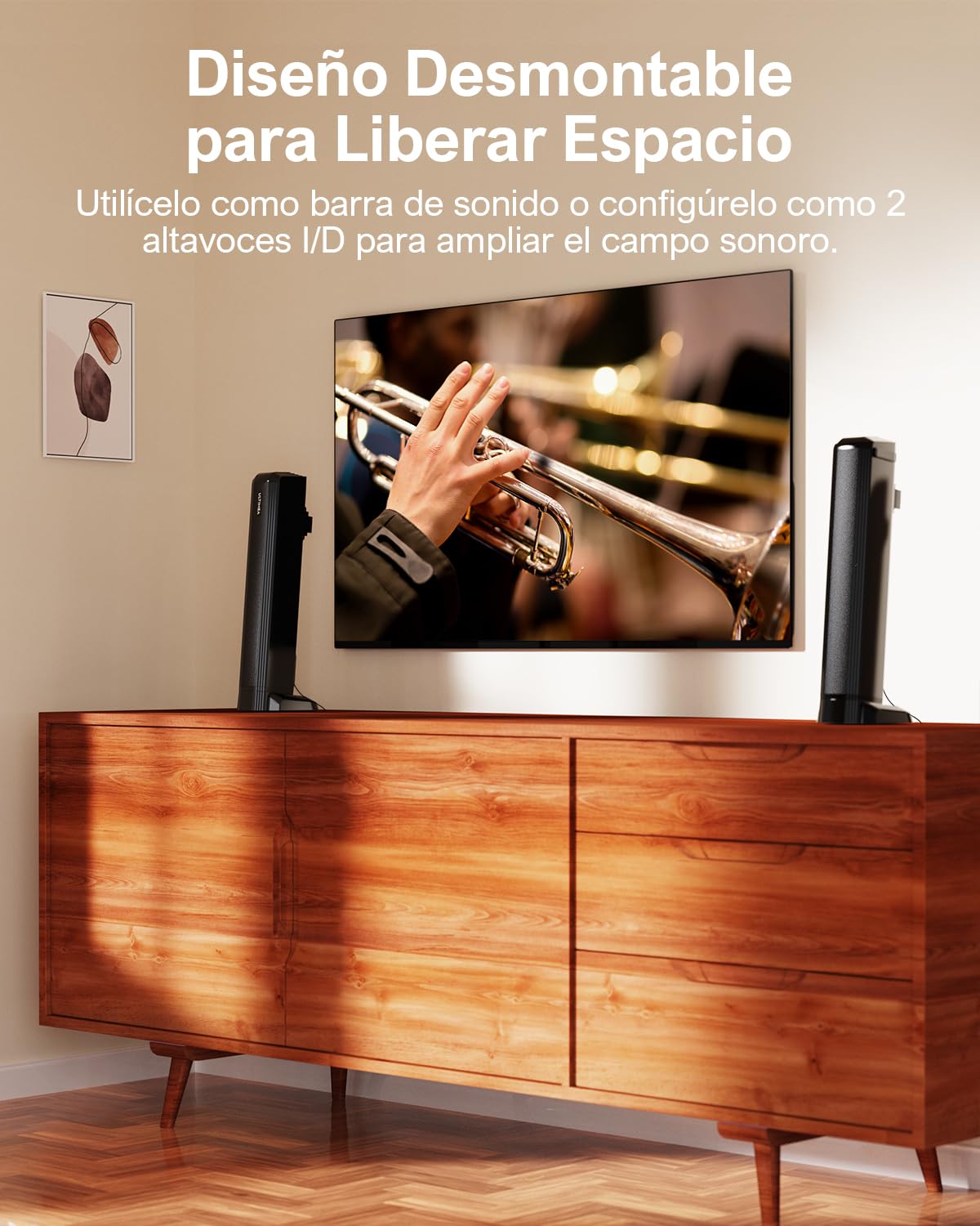 ULTIMEA 2.2ch Barras de Sonido para TV, 2 en 1 Barra de Sonido Desmontable para TV, Bluetooth 5.3 Soundbar, 3 Modos de Ecualización y Graves Ajustables Altavoces de TV, ARC/óptico/Aux, Apollo S40 Pro