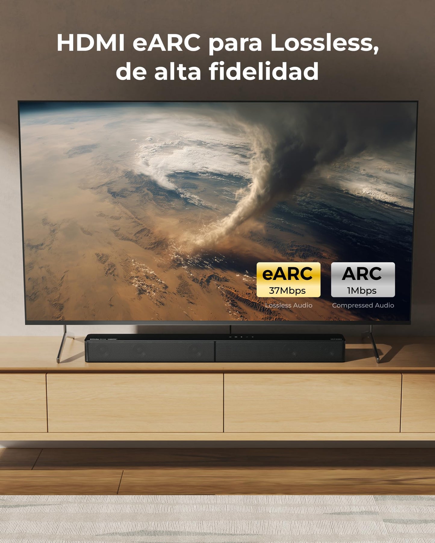ULTIMEA 5.1ch Barra de Sonido TV con Dolby Atmos, Sistema de Sonido Envolvente para Home Cinema, Barra de Sonido con Subwoofer para TV, 340W, Bajos Ajustables, App, Bluetooth 5.4, Poseidon M60 Boom