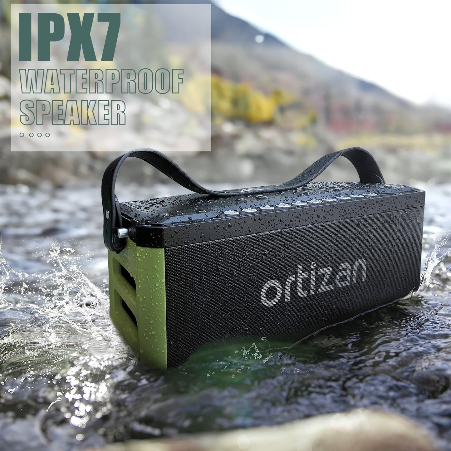 Ortizan Altavoz Bluetooth con Subwoofer, 100W Altavoz Inalámbrico Bluetooth Portátil, IPX7 Impermeable/Luces LED/Pro EQ/DSP/TF/AUX, 24H de Tiempo de Reproducción para el Hogar, Exteriores,Fiestas