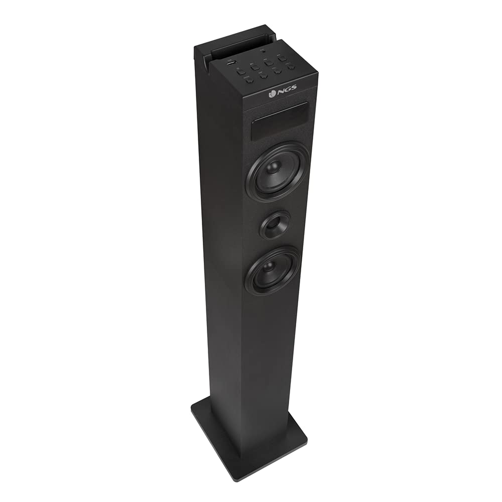 NGS Sky Charm 2.1- Torre de Sonido Bluetooth 80W con Entrada Óptica, USB, Radio FM y AUX IN