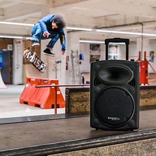 Ibiza Sound PORT8VHF-BT Sistema de sonido portátil y autónomo de 20 cm, Bluetooth, Wireless, potencia de 200 W con un alcance de hasta 400 W, Negro