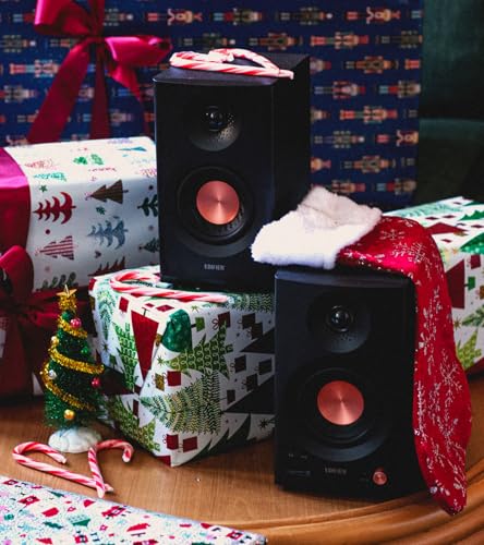 Edifier MR3 – Altavoces de Estantería Activos, Bluetooth 5.4, Hi-Res Audio 2.0, Entrada TRS/RCA/AUX, Negro