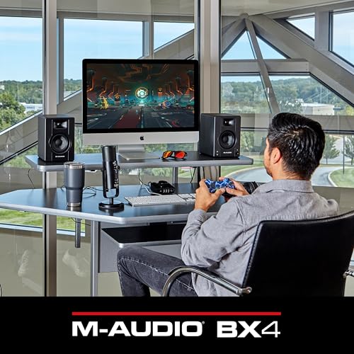 Monitores de Estudio M-AUDIO BX4 Par 4.5" 120W – Altavoces Autoamplificados para PC, Juegos y Producción Musical