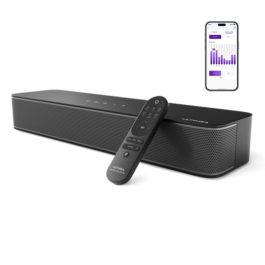 ULTIMEA Barra de Sonido TV de 2.1 Canales, Subwoofer Incorporado, Control de App, Barra de Sonido PC Todo en Uno, Barra Sonido TV Bluetooth 5.3, Opt/AUX//Montaje en Pared, Solo B30