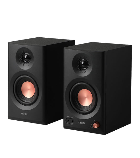 Edifier MR3 – Altavoces de Estantería Activos, Bluetooth 5.4, Hi-Res Audio 2.0, Entrada TRS/RCA/AUX, Negro
