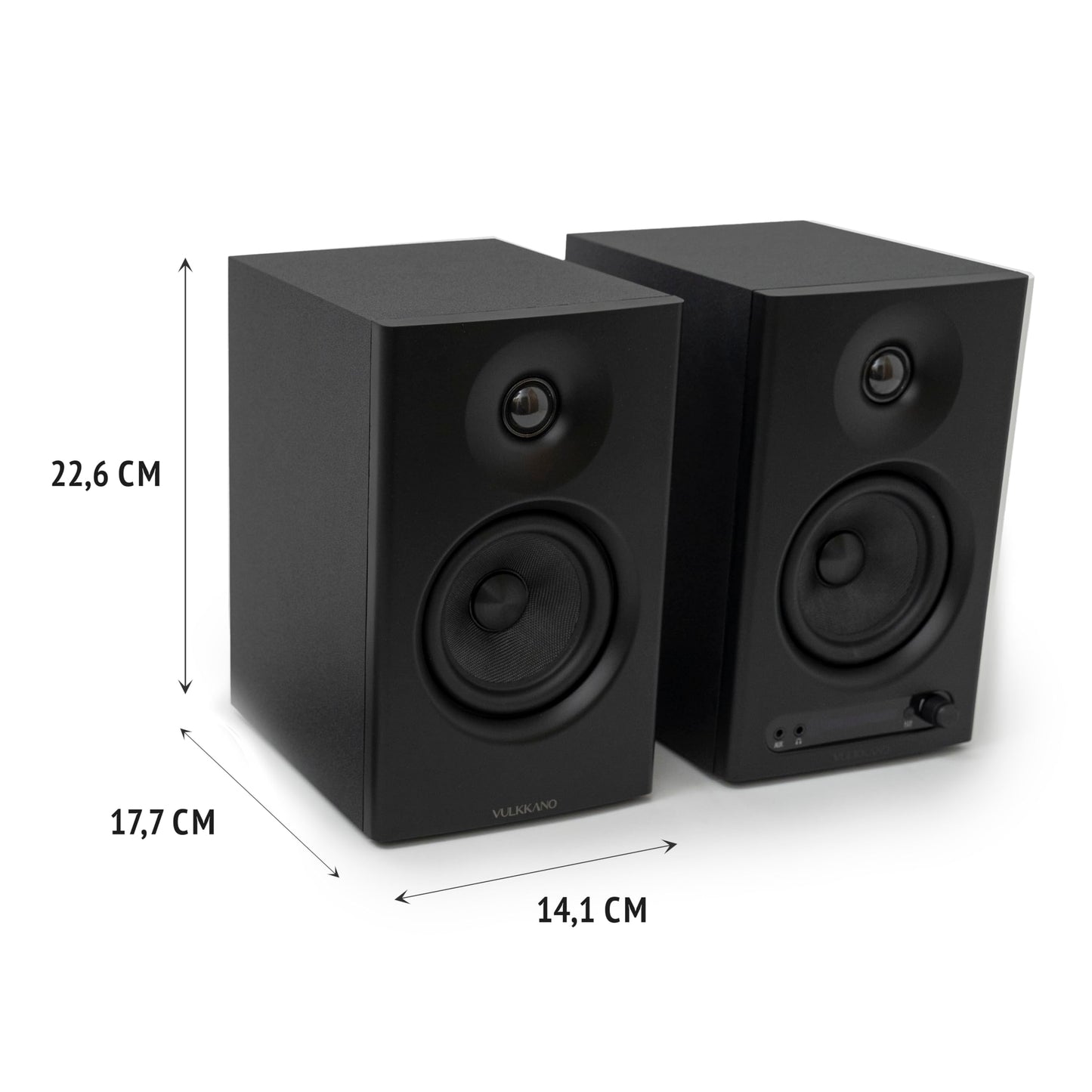 Monitores de Estudio VULKKANO PRO4 – Woofer 4”, Bluetooth, TRS/RCA/AUX, Salida Auriculares, Ajustes EQ, Negro