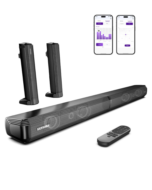 ULTIMEA 2.2ch Barras de Sonido para TV, 2 en 1 Barra de Sonido Desmontable para TV, Bluetooth 5.3 Soundbar, 3 Modos de Ecualización y Graves Ajustables Altavoces de TV, ARC/óptico/Aux, Apollo S40 Pro