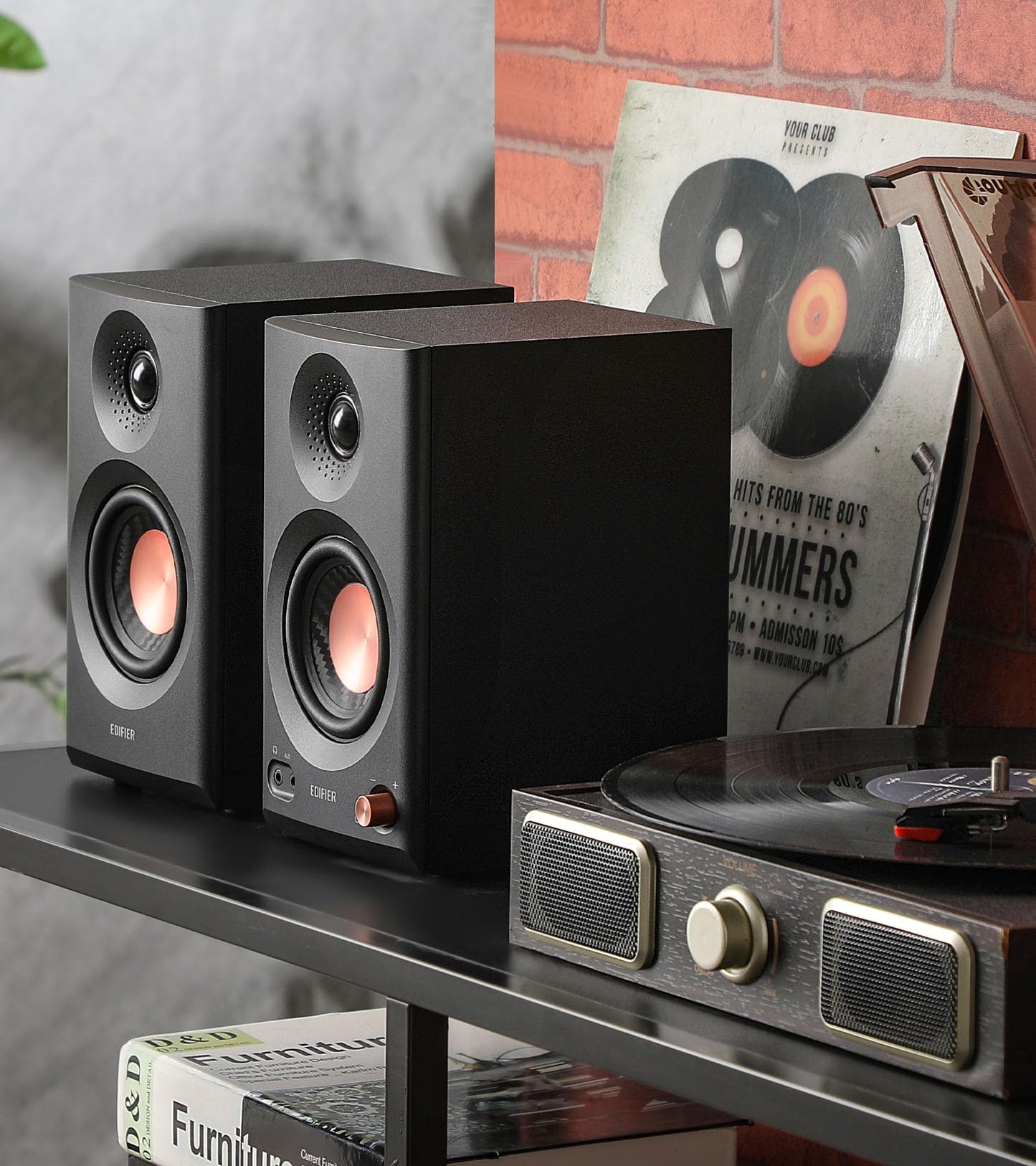 Edifier MR3 – Altavoces de Estantería Activos, Bluetooth 5.4, Hi-Res Audio 2.0, Entrada TRS/RCA/AUX, Negro